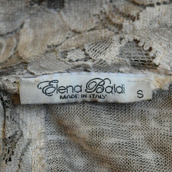 ELENA BALDI BURNOUT FLORAL LACE LONG SLEEVE TOP - Picture 7 of 8